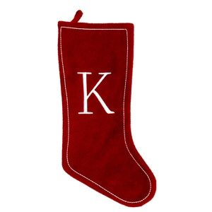 Red Velvet Monogram Stocking, K